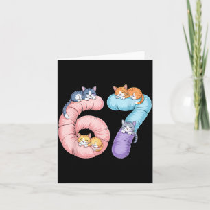 Cute 67 Cat Meme Design Card