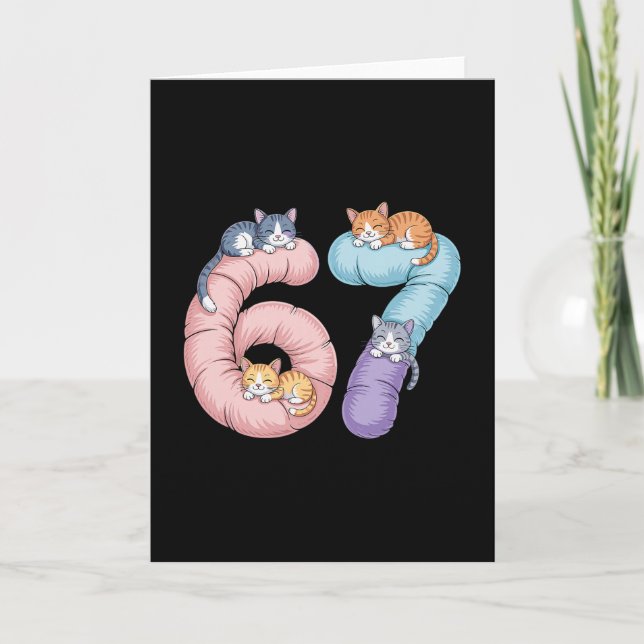 Cute 67 Cat Meme Design  Card (Front)