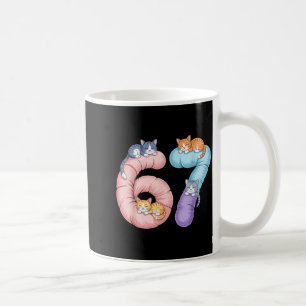 Cute 67 Cat Meme Design  Coffee Mug
