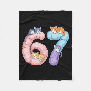Cute 67 Cat Meme Design  Fleece Blanket