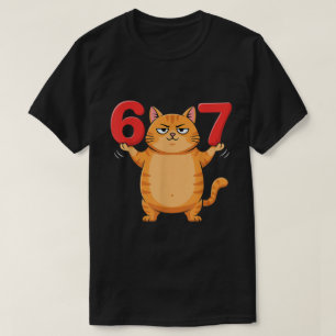 Cute 67 Cat Meme Design T-Shirt