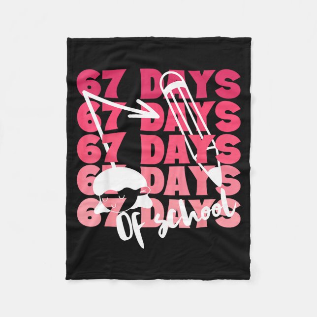 Cute 67 Days Of School Girls Milestone Students Fu Fleece Blanket (Front)