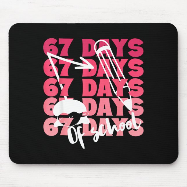 Cute 67 Days Of School Girls Milestone Students Fu Mouse Mat (Front)