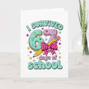 Cute 67 Days Of School Pencil Bow Classroom Theme Card