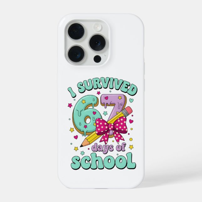 Cute 67 Days Of School Pencil Bow Classroom Theme iPhone Case (Back)