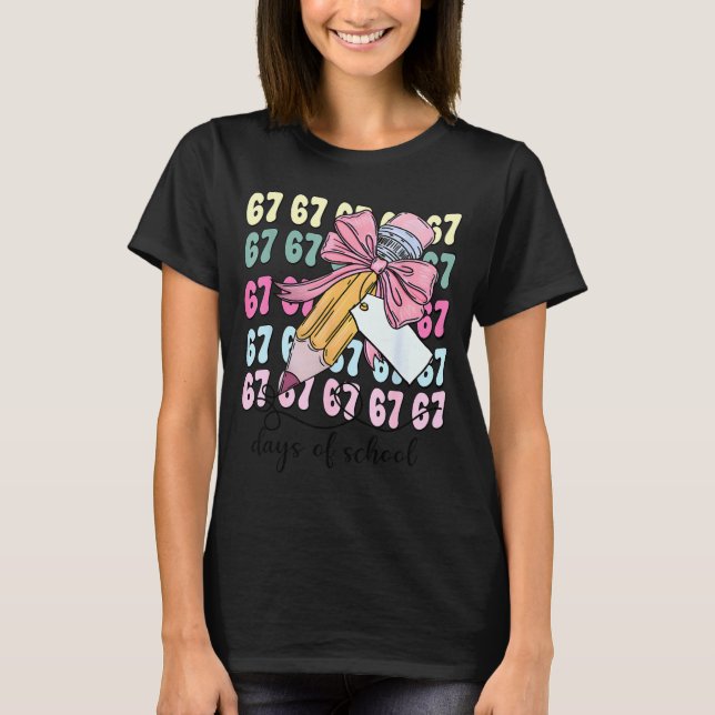 Cute 67 Days Smarter 67 Days Of School Coquette Bo T-Shirt (Front)