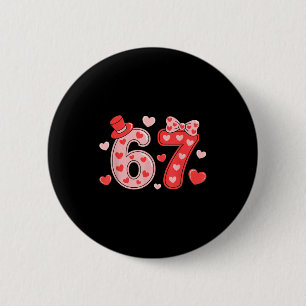 Cute 67 Hearts Number Six Seven Valentines Day Lov 6 Cm Round Badge