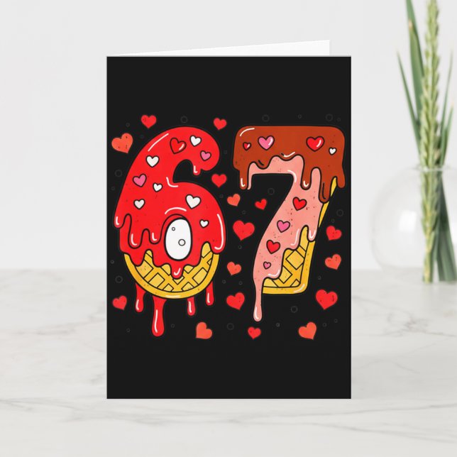 Cute 67 Sweet Treat Hearts Fun Design For Kids Tee Card (Front)