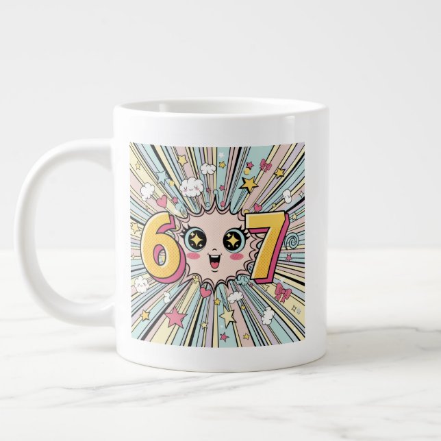 Cute 6 7 Brainrot Chibi Anime Large Coffee Mug (Left)