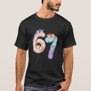 Cute 6 7 Confident Cats Meme Gen Alpha Humour Desi T-Shirt