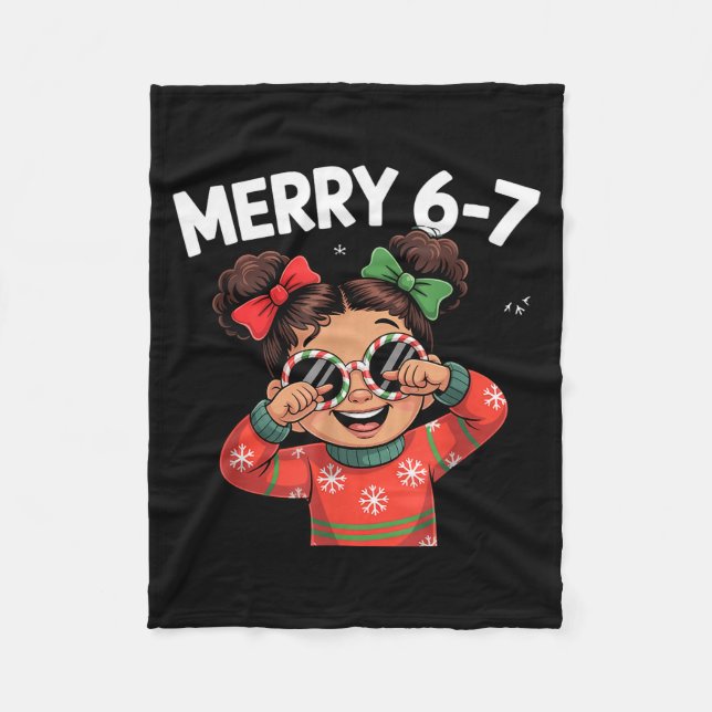 Cute 6 7 Six Seven Meme Christmas Women Men Kids  Fleece Blanket (Front)