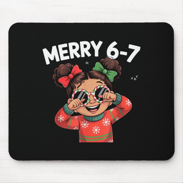 Cute 6 7 Six Seven Meme Christmas Women Men Kids  Mouse Mat (Front)
