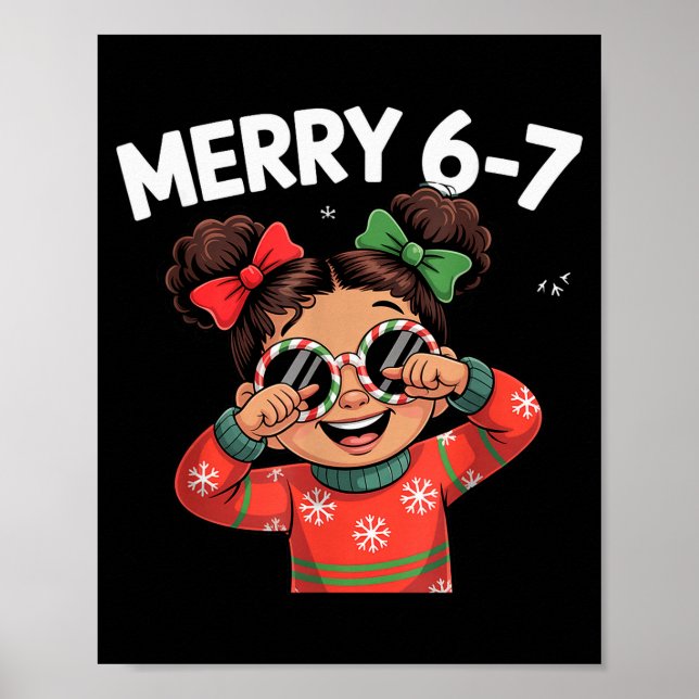 Cute 6 7 Six Seven Meme Christmas Women Men Kids  Poster (Front)