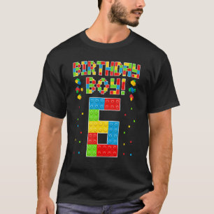 Cute 6Th Birthday 6 Years Old Block Building Boys T-Shirt