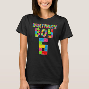 Cute 6th Birthday 6 Years Old Block Building Boys T-Shirt