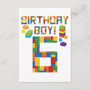 Cute 6th Birthday Gift 6 Years Old Block Building  Enclosure Card