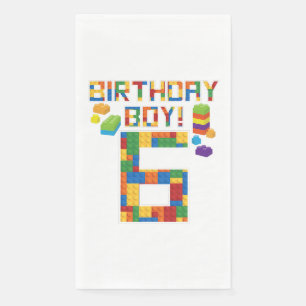 Cute 6th Birthday Gift 6 Years Old Block Building Napkin