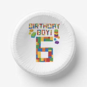 Cute 6th Birthday Gift 6 Years Old Block Building Paper Plate