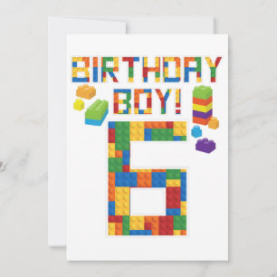 Cute 6th Birthday Gift 6 Years Old Block Building  Save The Date