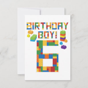 Cute 6th Birthday Gift 6 Years Old Block Building  Save The Date