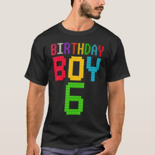 Cute 6th Birthday Gift 6 Years Old Block Building  T-Shirt