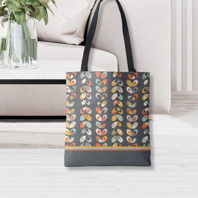 Cute 70's Retro Aqua Geometric Flower Petals Tote Bag (Creator Uploaded)