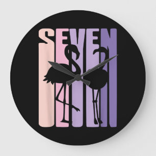 Cute 7th Birthday Gift I Flamingo I 7 Years Old Large Clock