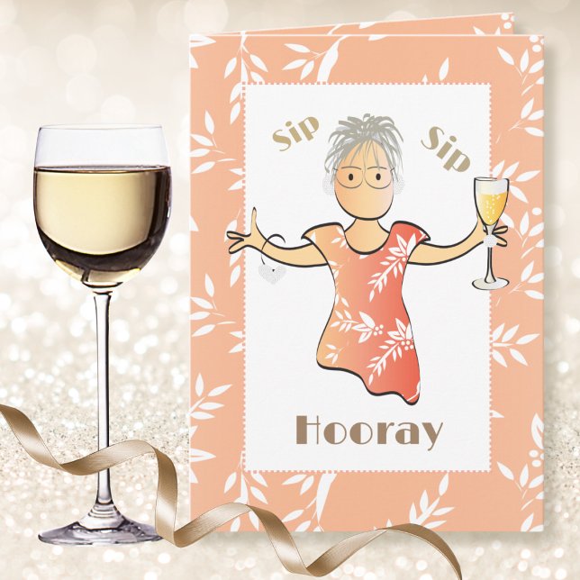 Cute 80th Birthday Female Champagne Toast Card (Creator Uploaded)