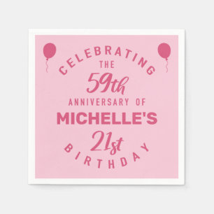 Cute 80th Birthday Personalised Napkin