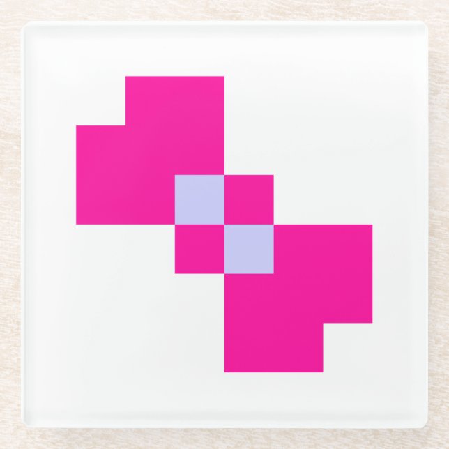 Cute 8 Bit Pixel Bow Glass Coaster (Front)