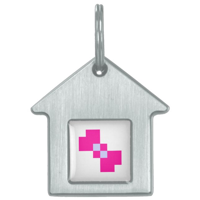 Cute 8 Bit Pixel Bow Pet Tag (Front)