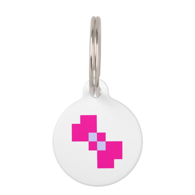 Cute 8 Bit Pixel Bow Pet Tag (Front)