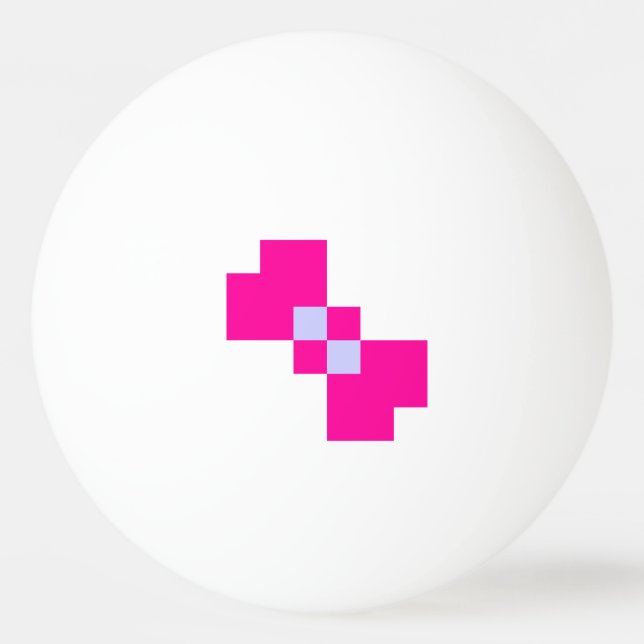Cute 8 Bit Pixel Bow Ping Pong Ball (Front)