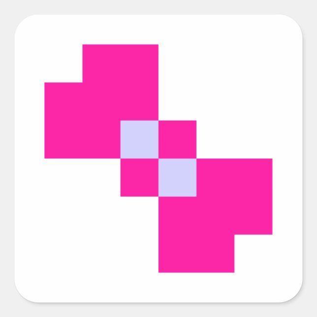 Cute 8 Bit Pixel Bow Square Sticker (Front)