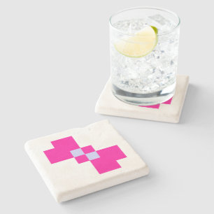 Cute 8 Bit Pixel Bow Stone Coaster