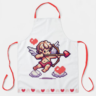 Cute, 8 Bit Valentine's day cupid Apron