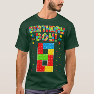Cute 8th Birthday 8 Years Old Block Building Boys  T-Shirt
