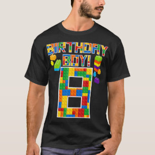 Cute 8th Birthday Gift 8 Years Old Block Building  T-Shirt