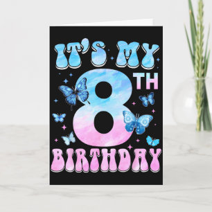Cute 8th Birthday Girls Kids Butterfly Birthday 8  Card