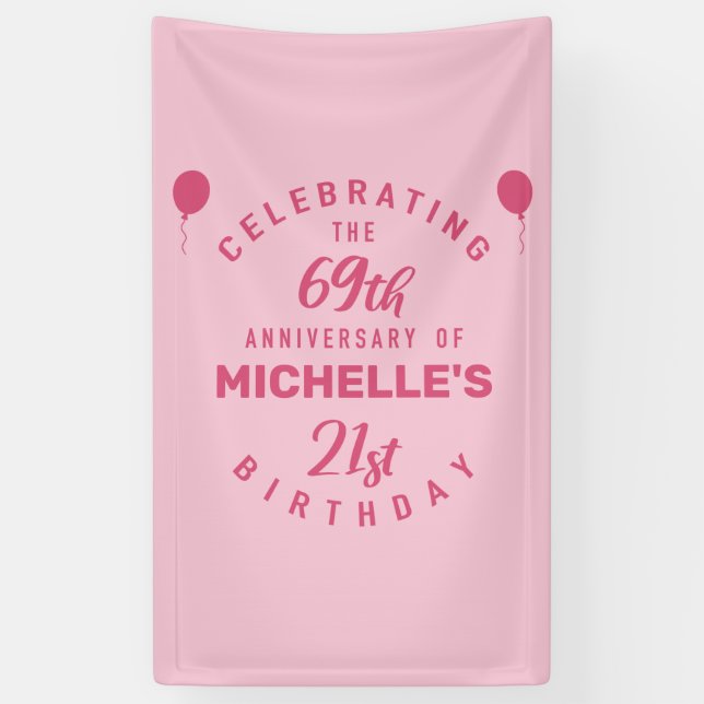 Cute 90th Birthday Personalised Banner (Vertical)