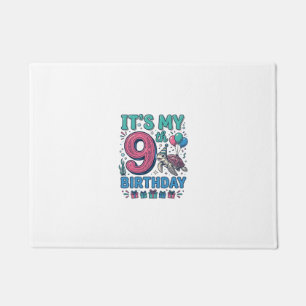 Cute 9th Birthday Turtle Vintage Kids Shirt Design Doormat