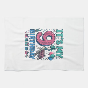 Cute 9th Birthday Turtle Vintage Kids Shirt Design Tea Towel