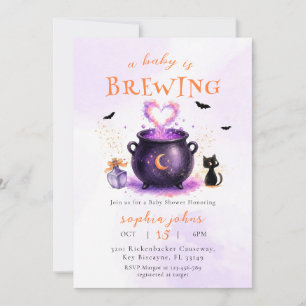 Cute A Baby Is Brewing Halloween Baby Shower Invitation