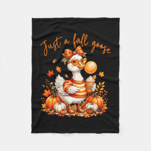 Cute a fall goose pumpkin spice coffee bow autumn fleece blanket