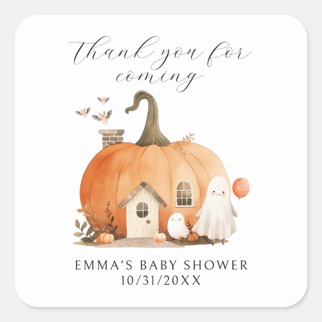 Cute A Little Boo Baby Shower Thank You   Square Sticker (Front)