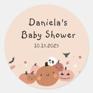Cute A Little Boo Halloween Baby Shower Classic Round Sticker