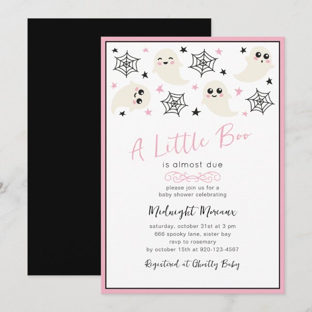 Cute A Little Boo Halloween Baby Shower Invitation (Front/Back)