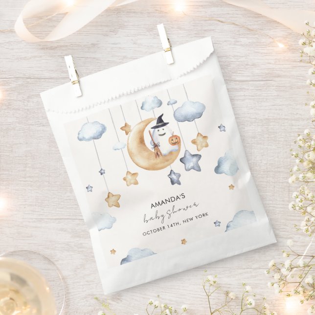 Cute A Little Boo Moon Stars Baby Shower  Favour Bags (Clipped)