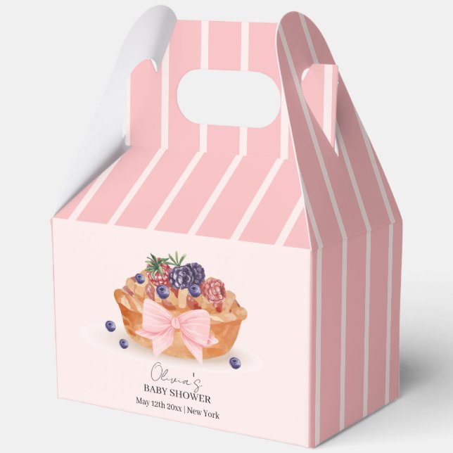 Cute A Little Cutie Pie Berry Bow Baby Shower Favour Box (Back)