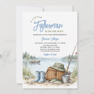 Cute A Little Fisherman Is On The Way Baby Shower Invitation